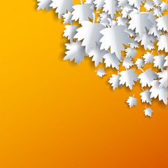 Autumn background with paper cut maple, Vector illustration.
