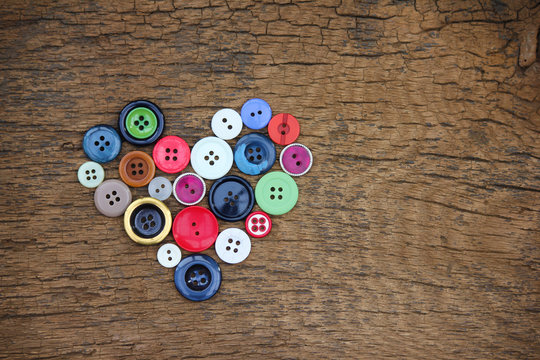 Heart Of Old Colorful Buttons