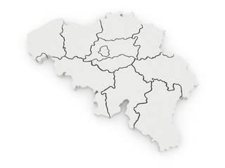 Fototapeta na wymiar Three-dimensional map of Belgium.