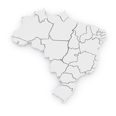 Obraz premium Three-dimensional map of Brazil.