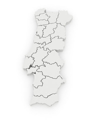 Three-dimensional map of Portugal.