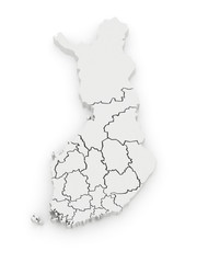 Three-dimensional map of Finland.