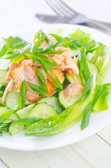 salad with salmon and cucumber