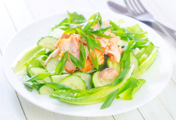 salad with salmon and cucumber