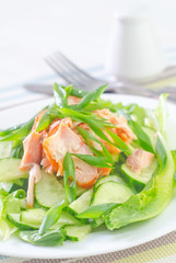 salad with salmon and cucumber