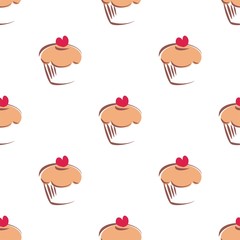 Vector cupcake pattern muffin cake isolated on white background