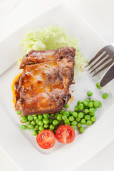 Pork spareribs on plate