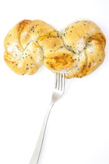 Homemade pastry filled with cheese and saseme