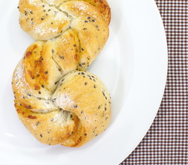 Homemade pastry filled with cheese and saseme