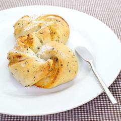 Homemade pastry filled with cheese and saseme