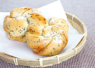 Homemade pastry filled with cheese and saseme
