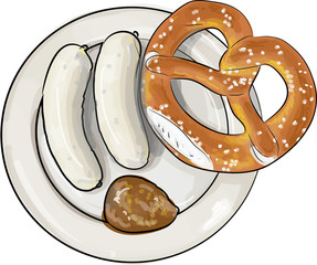 teller mit wei&szlig;wurst fr&uuml;hst&uuml;ck