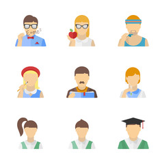 Student and teacher characters set