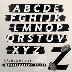 Alphabet set investigation and evidence style.