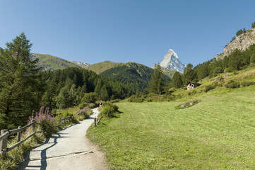 Zermatt,  Wanderweg zum Furi, Zmutt, Matterhorn