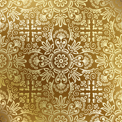 Seamless golden damask wallpaper