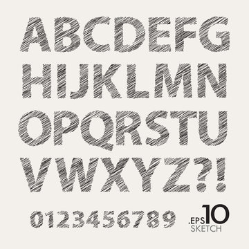 Set of Sketch Vector Alphabet and Numbers