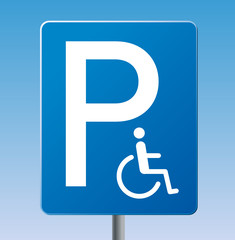 Blaues Schild Behindertenparkplatz