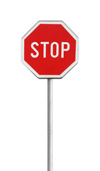 Stop sign isolated on white - obrazy, fototapety, plakaty