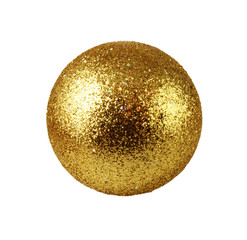 Golden glass Christmas bauble isolated on white