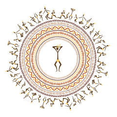 Ancient tribal people, ethnic ornament frame for your design