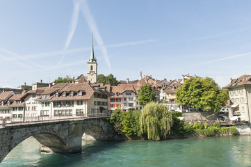Bern, Nydeggkirche und Untertorbrücke, Altstadt, Aare, Schweiz