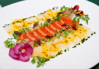Carpaccio of trout and scallop
