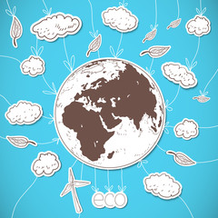 Blue eco background with Earth