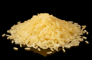 Steamed basmati rice isolated on black