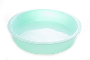 Round silicone cake form (Tart Tin). Isolated on white