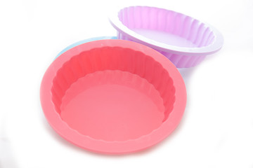 Round silicone cake form (Tart Tin). Isolated on white