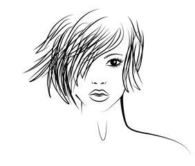 girl with a fashionable hairstyle, fashion illustration