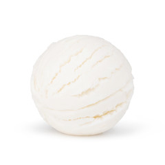 Scoop of vanilla ice cream on white background