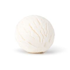 Scoop of vanilla ice cream on white background
