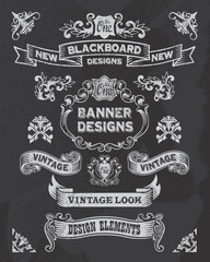 Blackboard banner vector illustration with texture added - 55533260