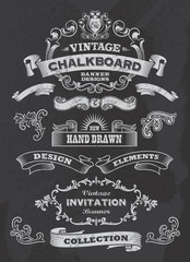 Collection of banners and ribbons. vintage retro design style.