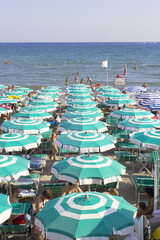 Fototapeta na wymiar Liguria lato panorama plaża kolorowy obraz