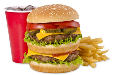 Burger, french fries and cola