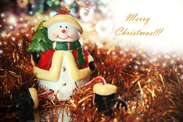 Christmas card with snowman