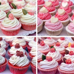 Sweet cucakes. Collage of four photos