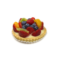 Fruit tart on white background