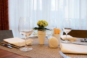 Place setting in an expensive restaurant