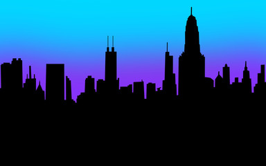 Fototapeta na wymiar City Skyline Silhouette Black Blank Copy Space Your Message