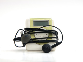 Green Metallic MP3 player isolated over white