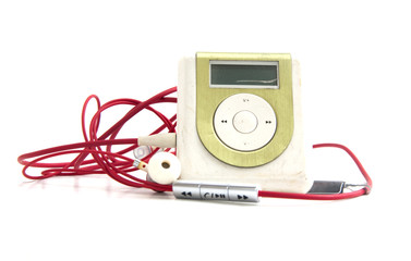 Green Metallic MP3 player isolated over white