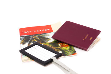 passport guidebook and baggage tag