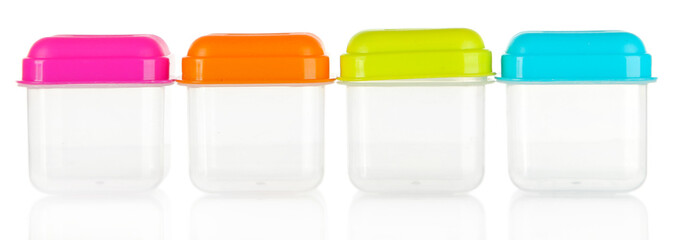 Empty plastic containers isolated on white
