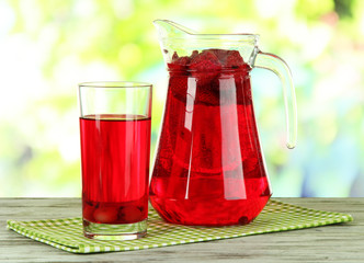 Pitcher and glass of compote