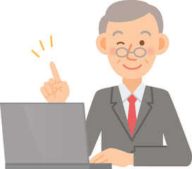 ビジネスマン　シニア　PC