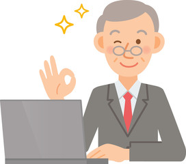 ビジネスマン　シニア　PC